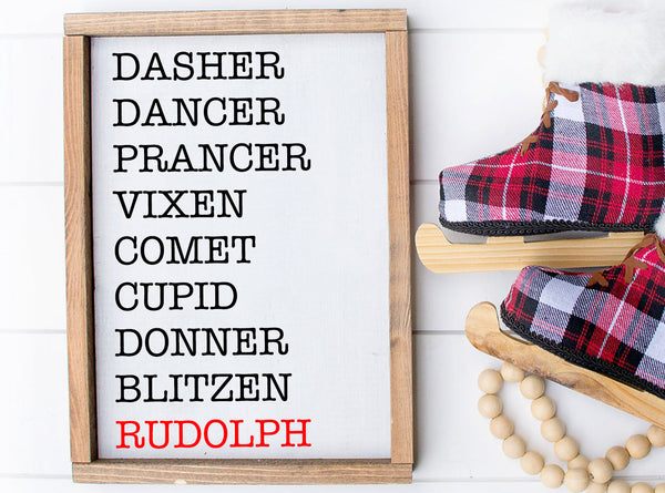 Reindeer Names | Wood Sign